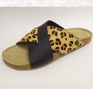 NIB Max & Drew sz 8 Amy sandals black leather leopard calfhair